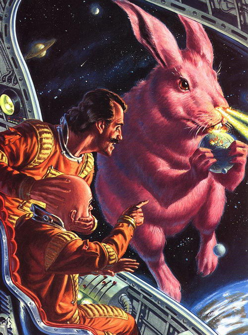 Pink Rabbit Eats Planets (artist unknown)